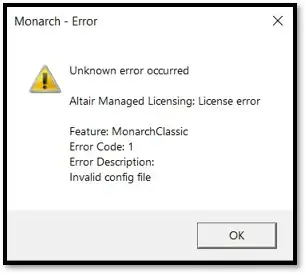 Monarch Invalid Config